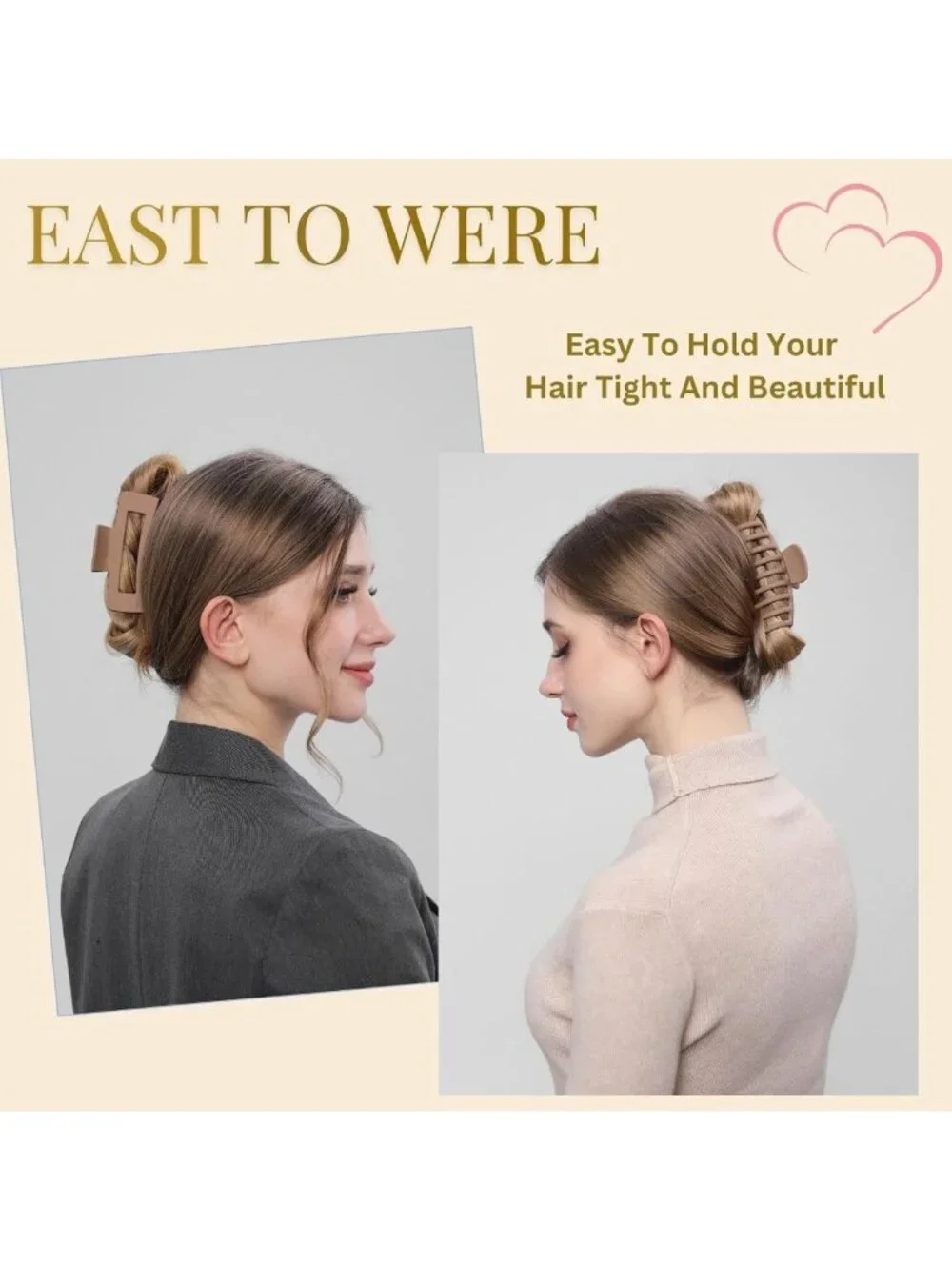 Large Hair Claw Clips for Women - Strong Hold Matte Banana Clips for All Hair